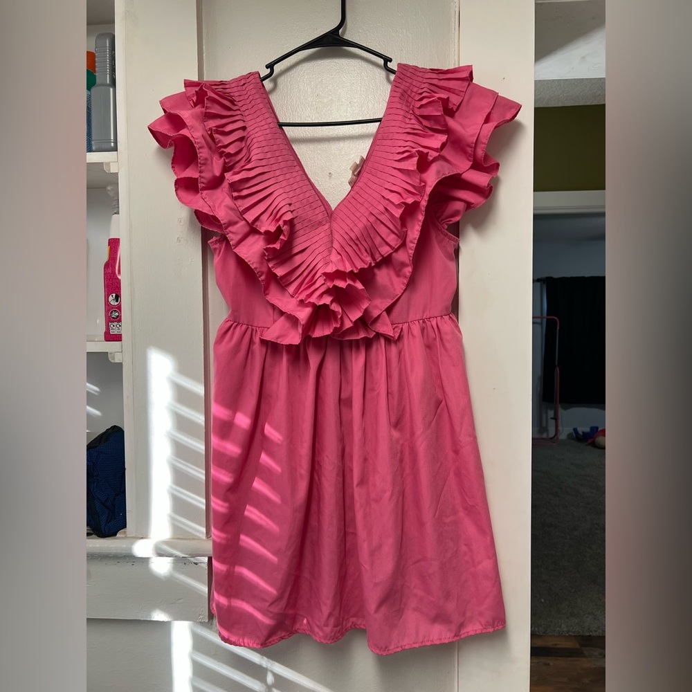 Entro Pink Ruffled Casual Dress